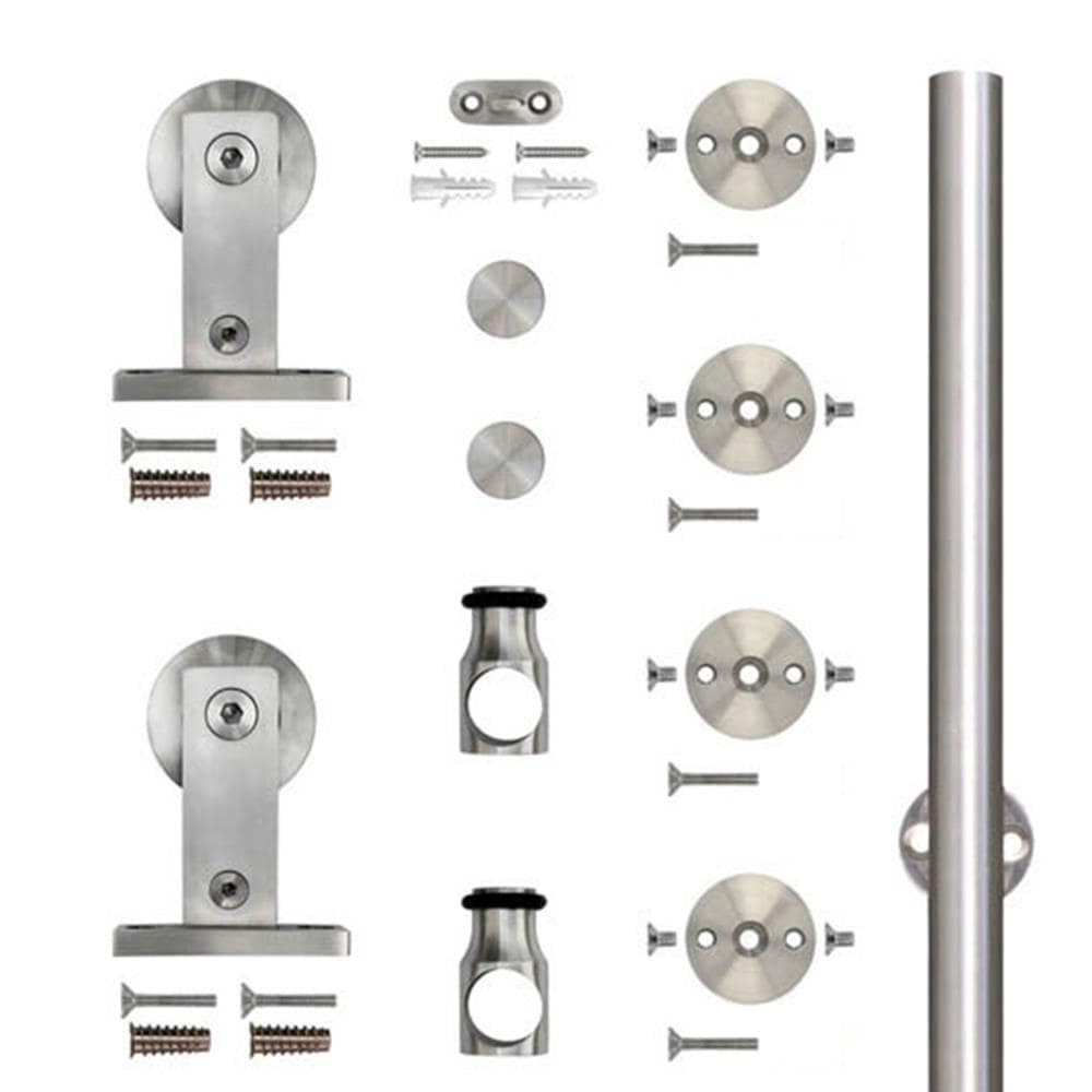 Stainless Glide 78-in Stainless Steel Stainless Steel Indoor Standard Single Barn Door Hardware Kit NT140001WSS