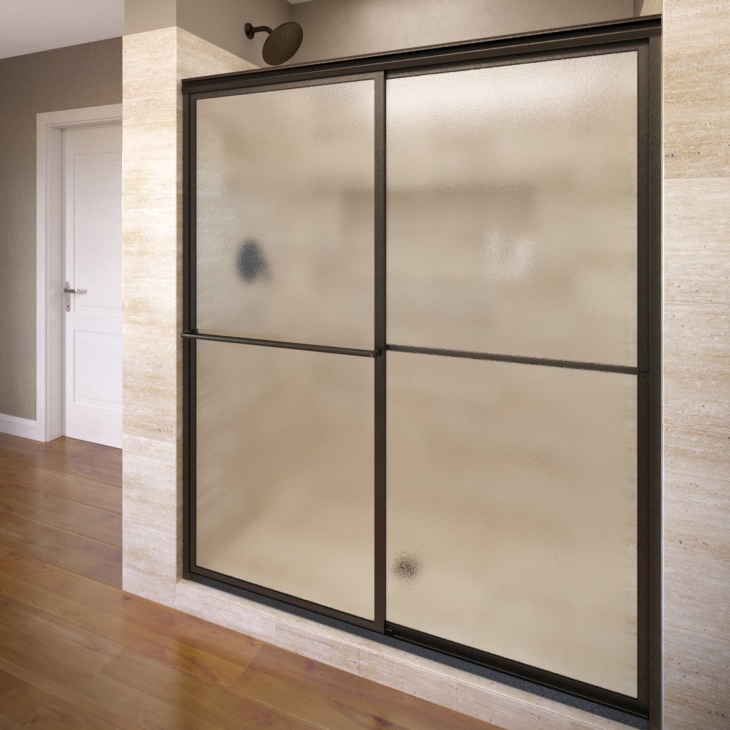 Basco Deluxe Oil Rubbed Bronze 45-in to 47-in W x 71.5-in H Framed Sliding Bathtub Door