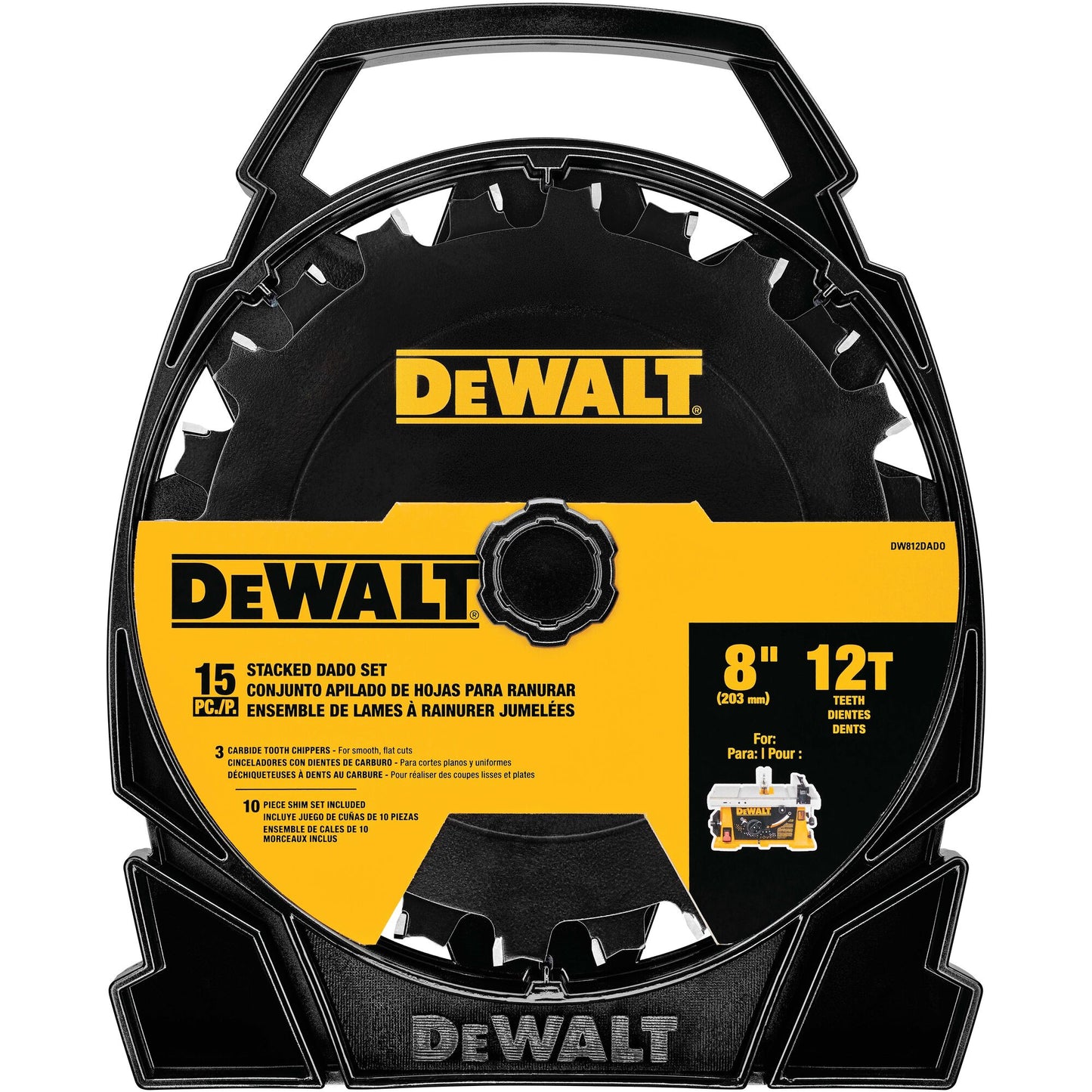 DEWALT 8-in 12-Tooth Fine Finish Carbide Dado Miter/Table Saw Blade DW812DADO