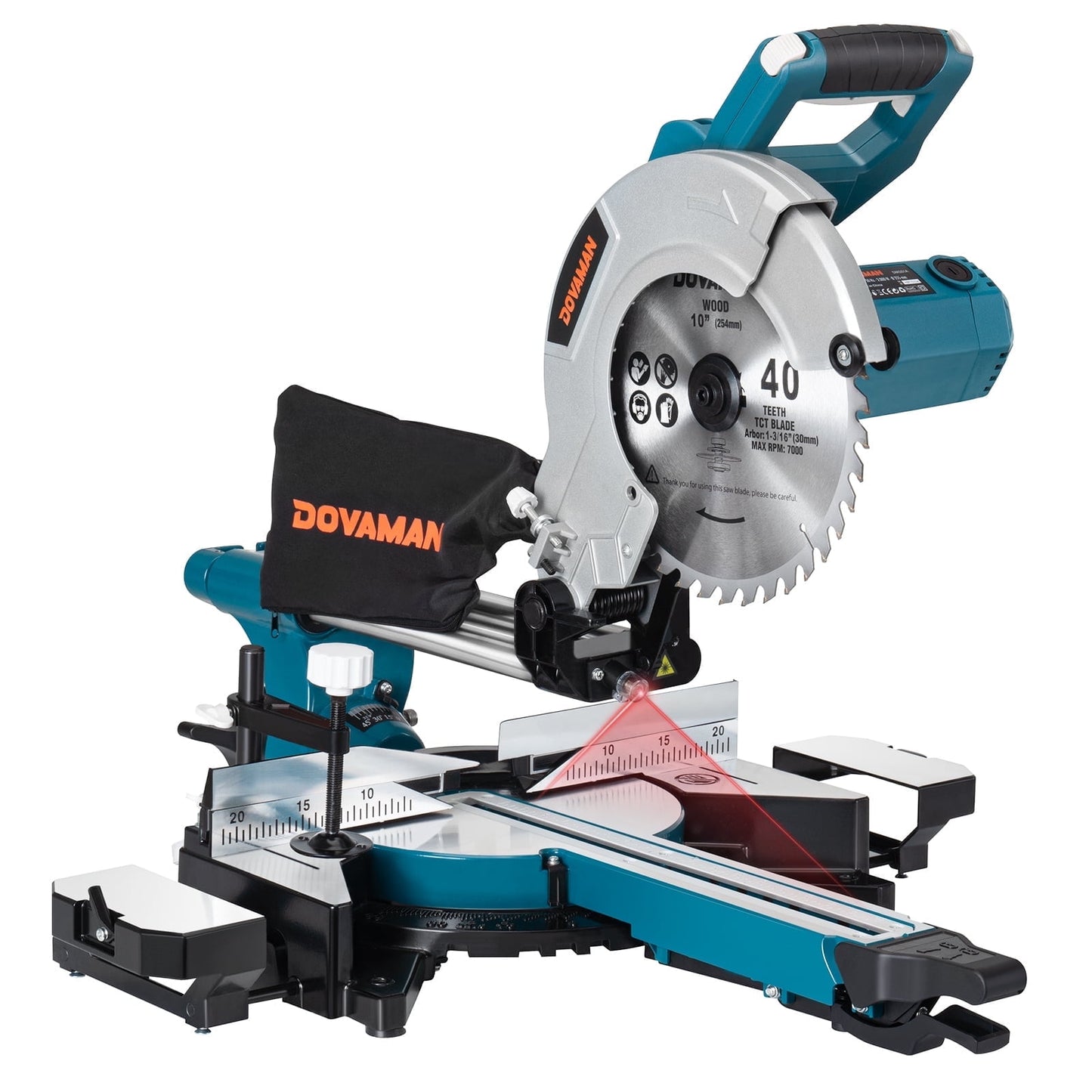 10-Inch Single Bevel Sliding Miter Saw, w/3 Blades, 4500/3200RPM, Cut for Wood, PVC and Soft Metal