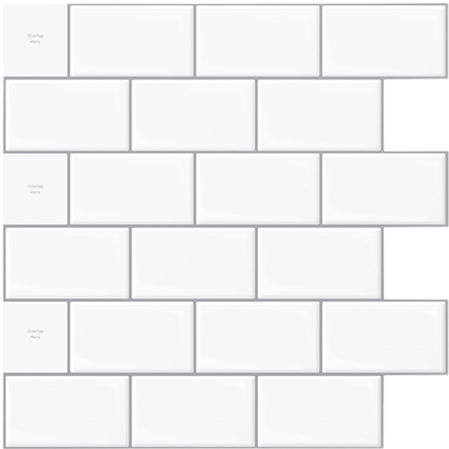 LongKing Peel and Stick Backsplash Tile Premium Anti Mold Tile for Kitchen in White Subway Tile 12"x12" (10-Pack)