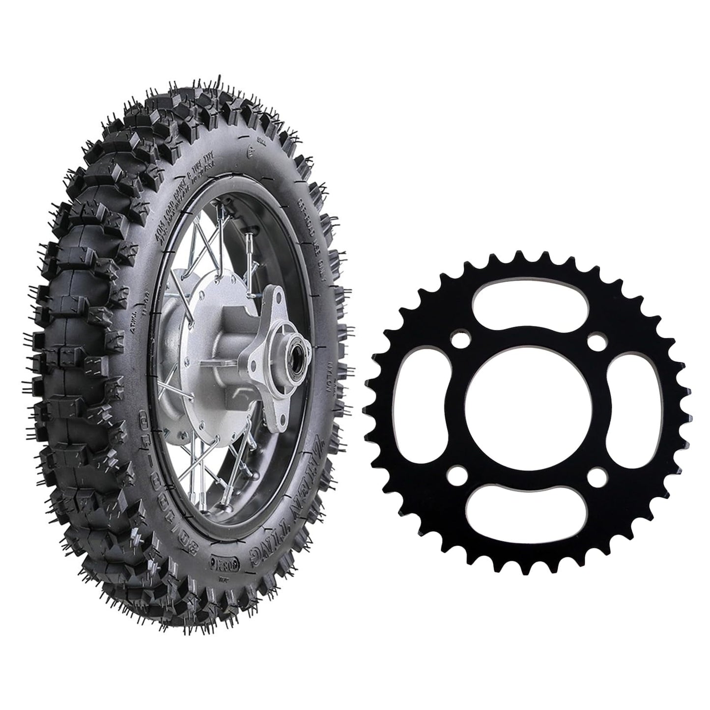 10" Rear Wheel 3.00-10 80/100-10 Dirt Bike Tire and inner Tube and 1.6x10 Rim Drum Brake + 420 37T Sprocket for CRF50 XR50 Pit Bike 50cc 70cc 90cc 110cc 125cc Motocross Off Road