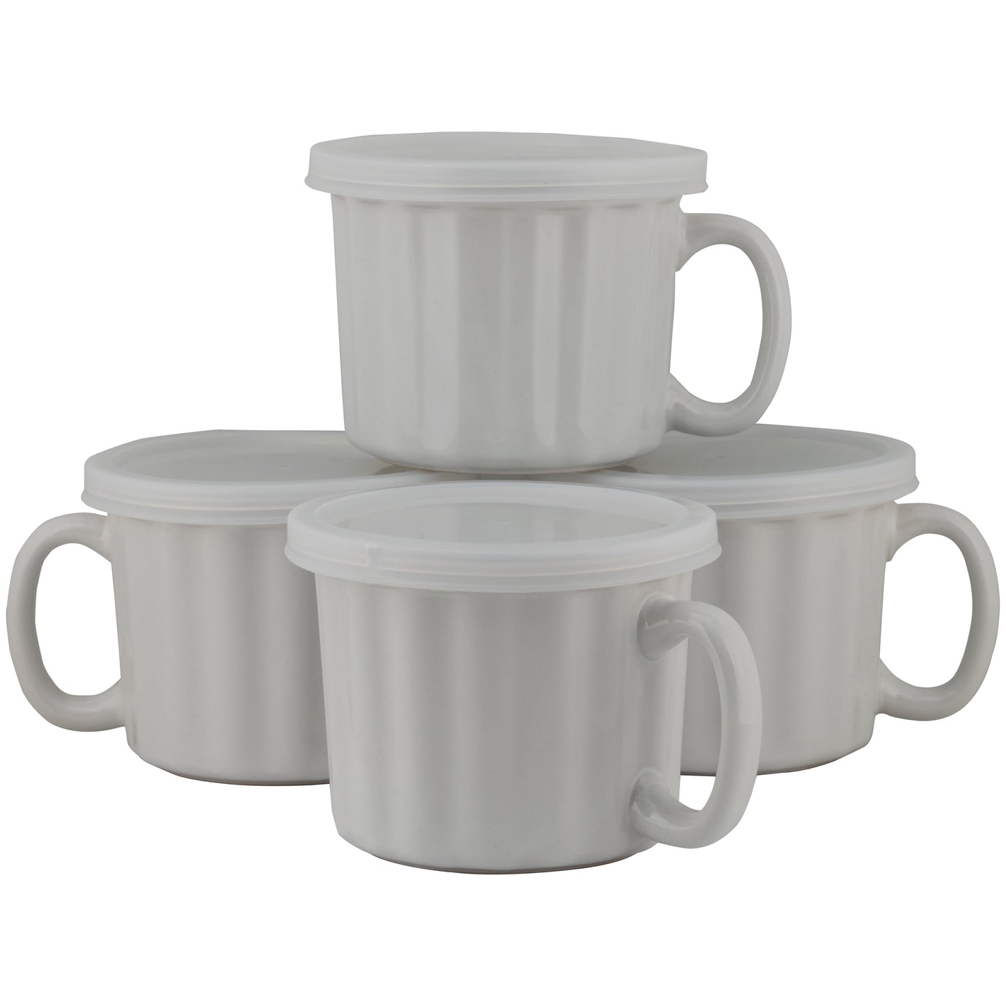 10 Strawberry Street 16 fl oz Set of 4 Soup Mug with Lid, White