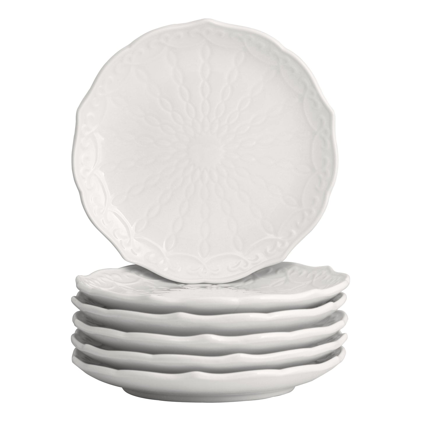 10 Strawberry Street Ever Porcelain 6" Bread & Butter Plate, Set of 6, White
