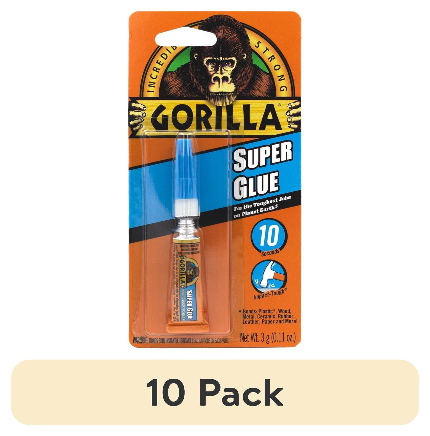 (10 pack) Gorilla Super Glue 3g Tube, Product Net Content Quantity 1