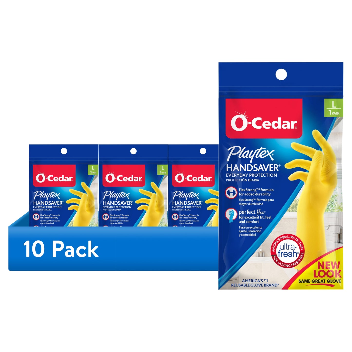 (3 pack) O-Cedar Playtex® Handsaver Gloves, Reusable Cleaning Gloves, Large, 1 Pair
