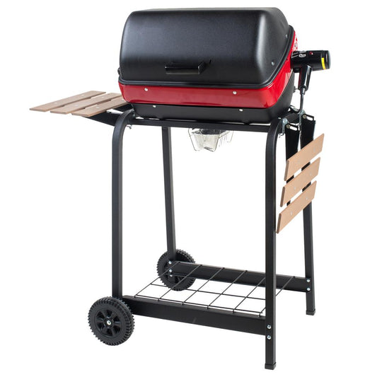 Americana Cart Grill with Side Tables 1500-Watt Satin Black Electric Grill 9325U8.181