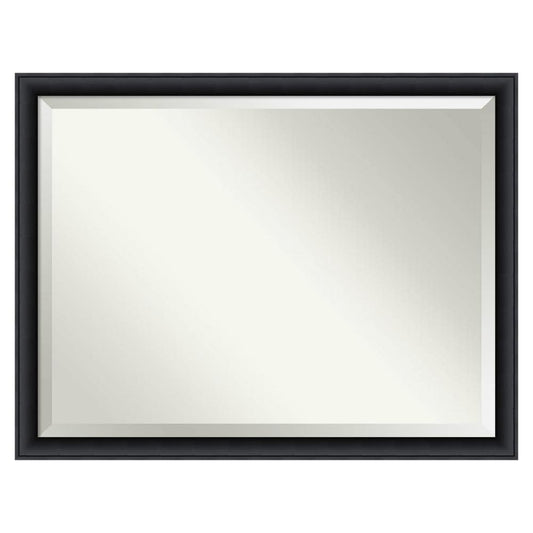 Amanti Art Nero 43.38-in x 33.38-in Framed Rectangle Bathroom Vanity Mirror ( Satin Black )