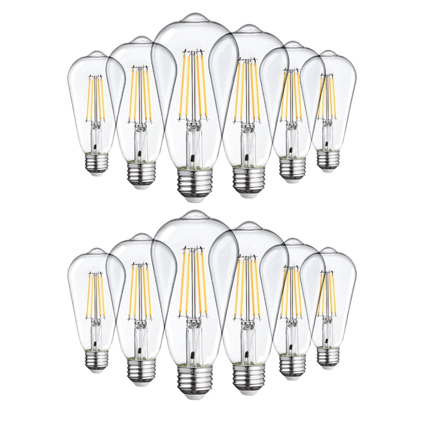 12 Pack Dusk to Dawn ST19 LED Vintage Edison Filament Bulb, 7W=75W, 2700K Soft White, E26 Base, ST64 Outdoor LED Bulb, Auto On/Off Lights