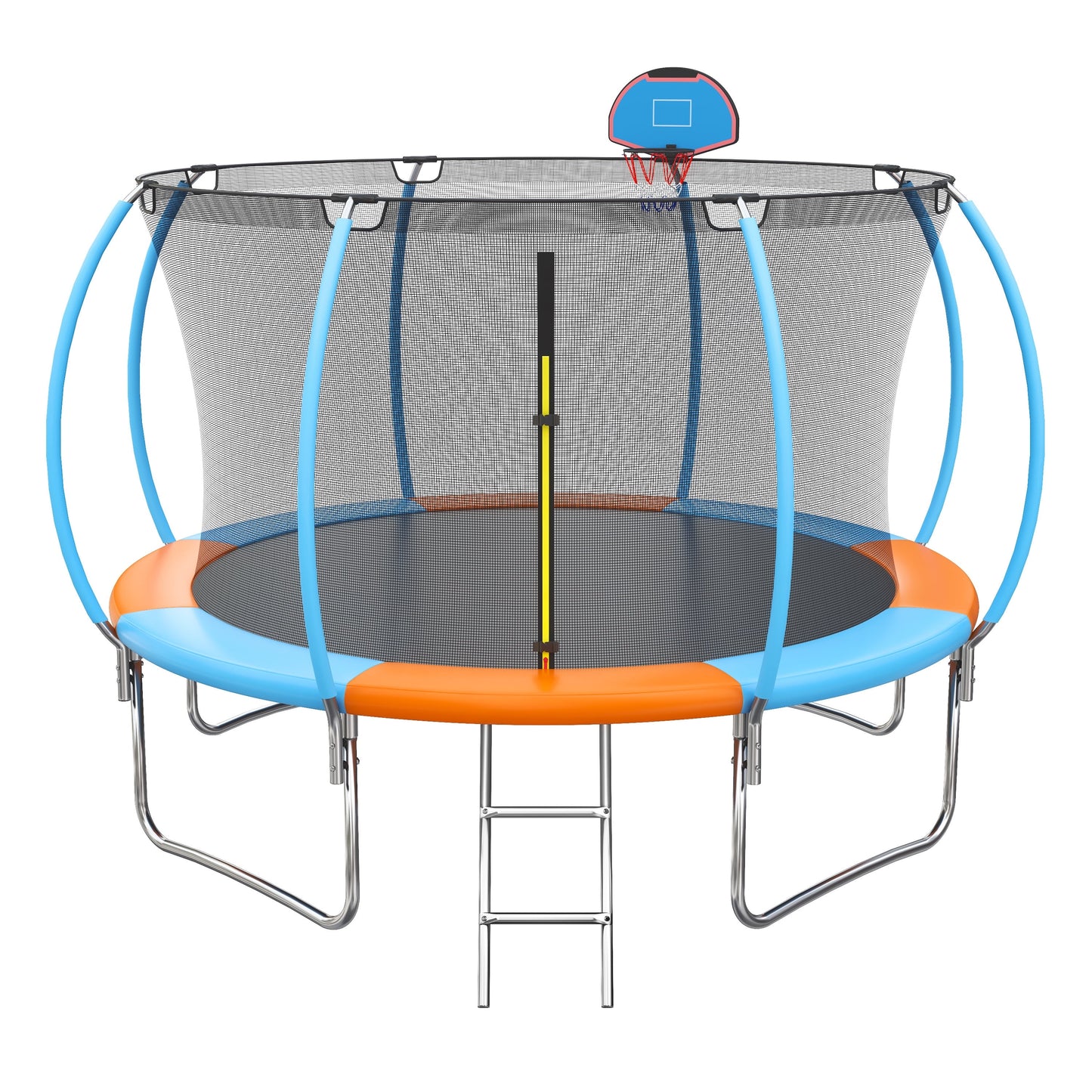 12FT Trampoline with Basketball Hoop for Kids and Adults, SEGMART Upgrade Outdoor Trampoline with Safety Enclosure Net, Heavy Duty Backyard Trampoline with Ladder for Lawn Garden Yard, Bule