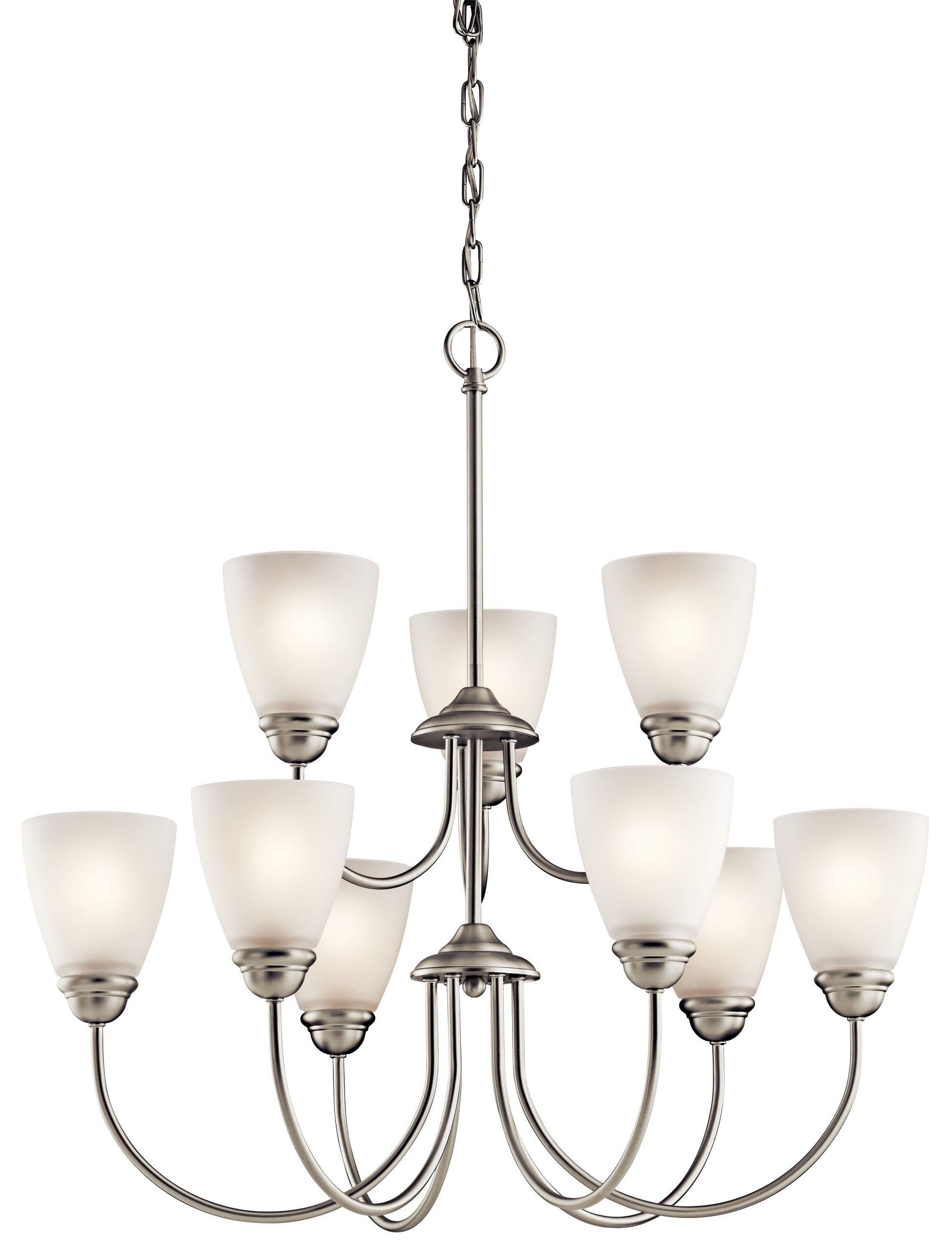 Kichler Jolie 9 -Light Brushed Nickel Transitional For Use in Dining Rooms, Foyers, Living Rooms Chandelier 1252717