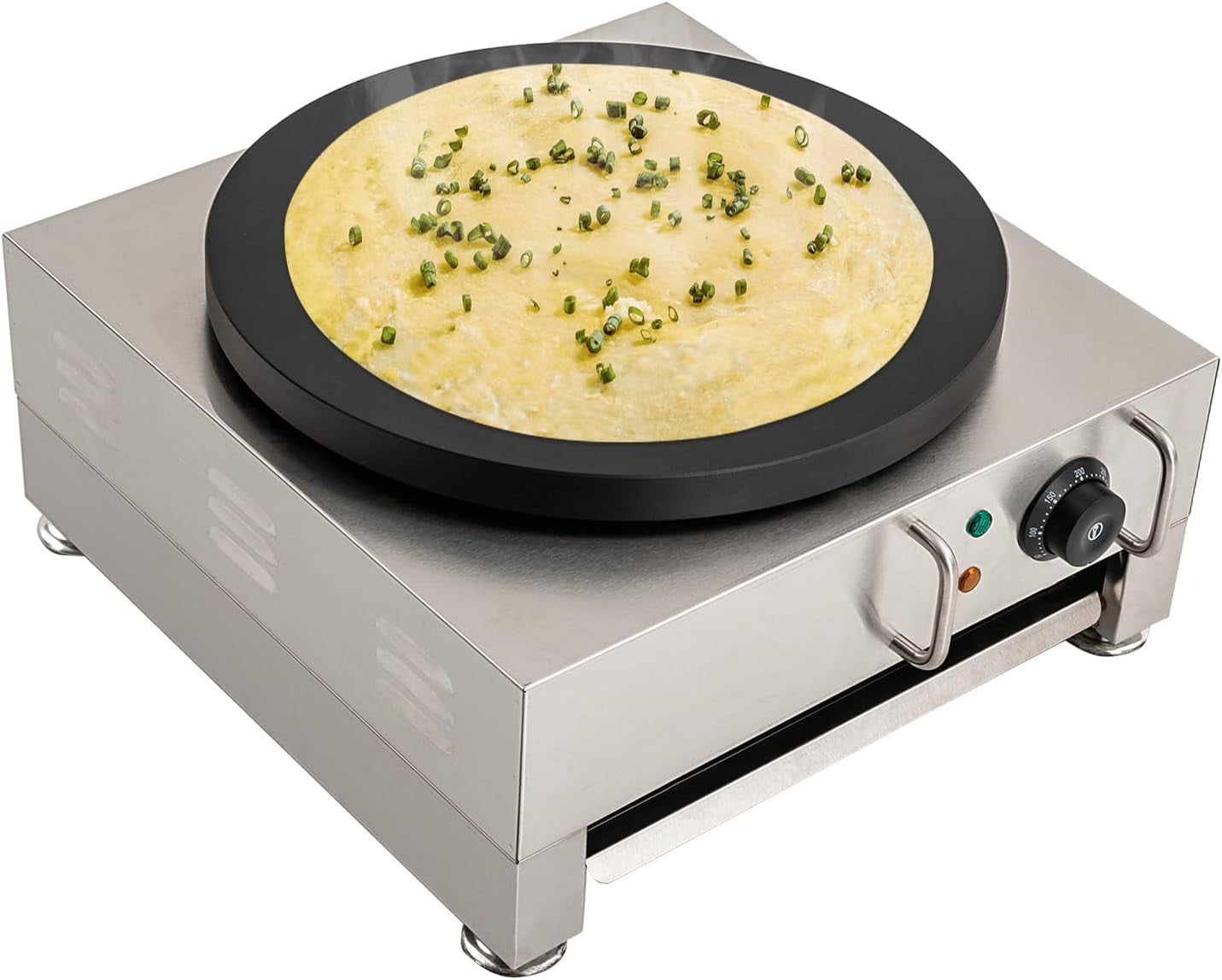 1650W Electric Crepe Maker Nonstick Pancakes Maker Griddle Automatic Pancake Making Machine Adjustable Temperature for Catering Equipment 50-300?/ 122-572? (1650W)
