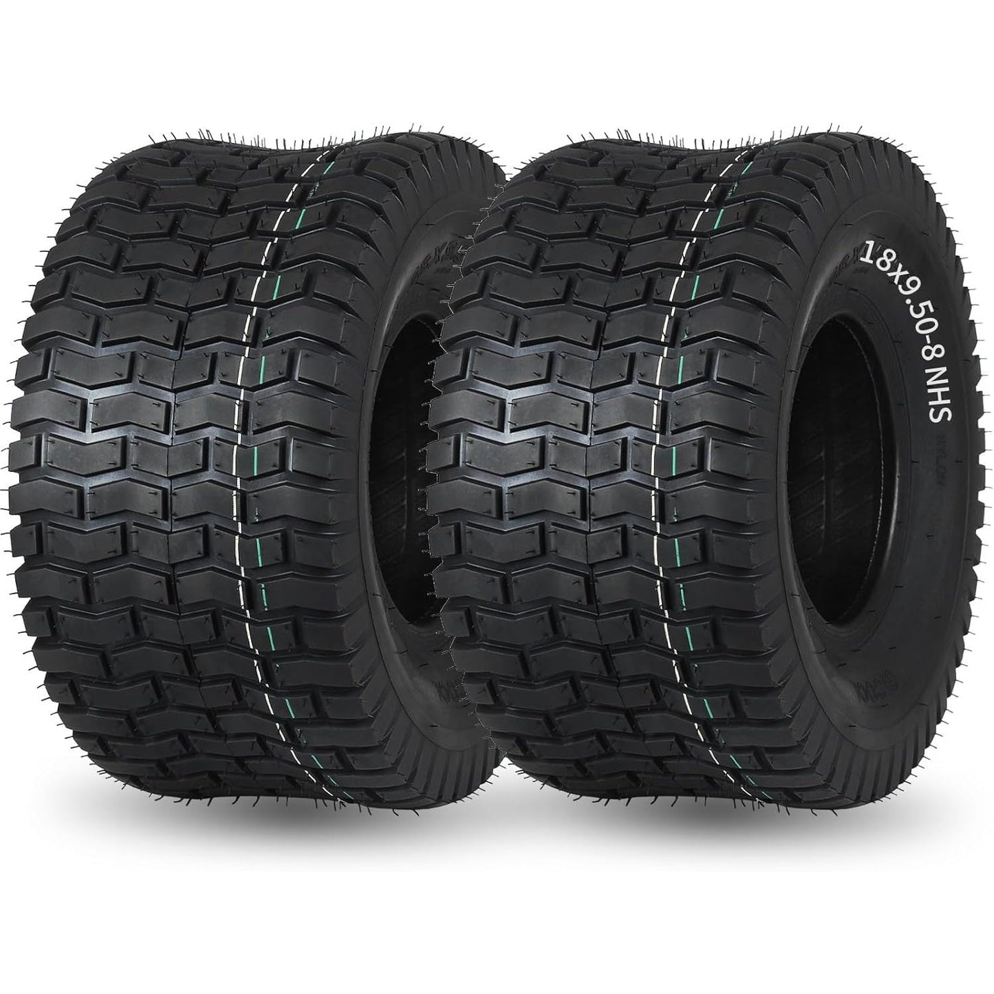 (2 Pack) 18x9.50-8 Lawnmower Tire, 18x9.5-8 Tubeless Tire for Tractor Riding Lawnmowers, 4 Ply Tubeless Tire, Turf-V Pattern