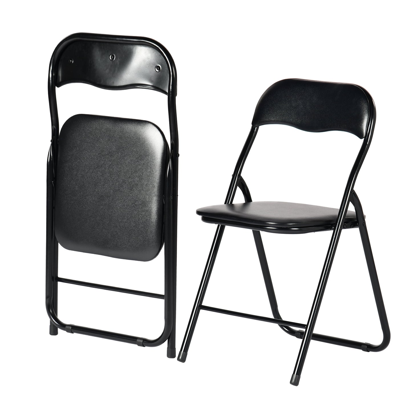 2 Pack Folding Chairs, Indoor and Outdoor Padded Cushion Chairs with Sturdy Metal Frame for Home Office, Black