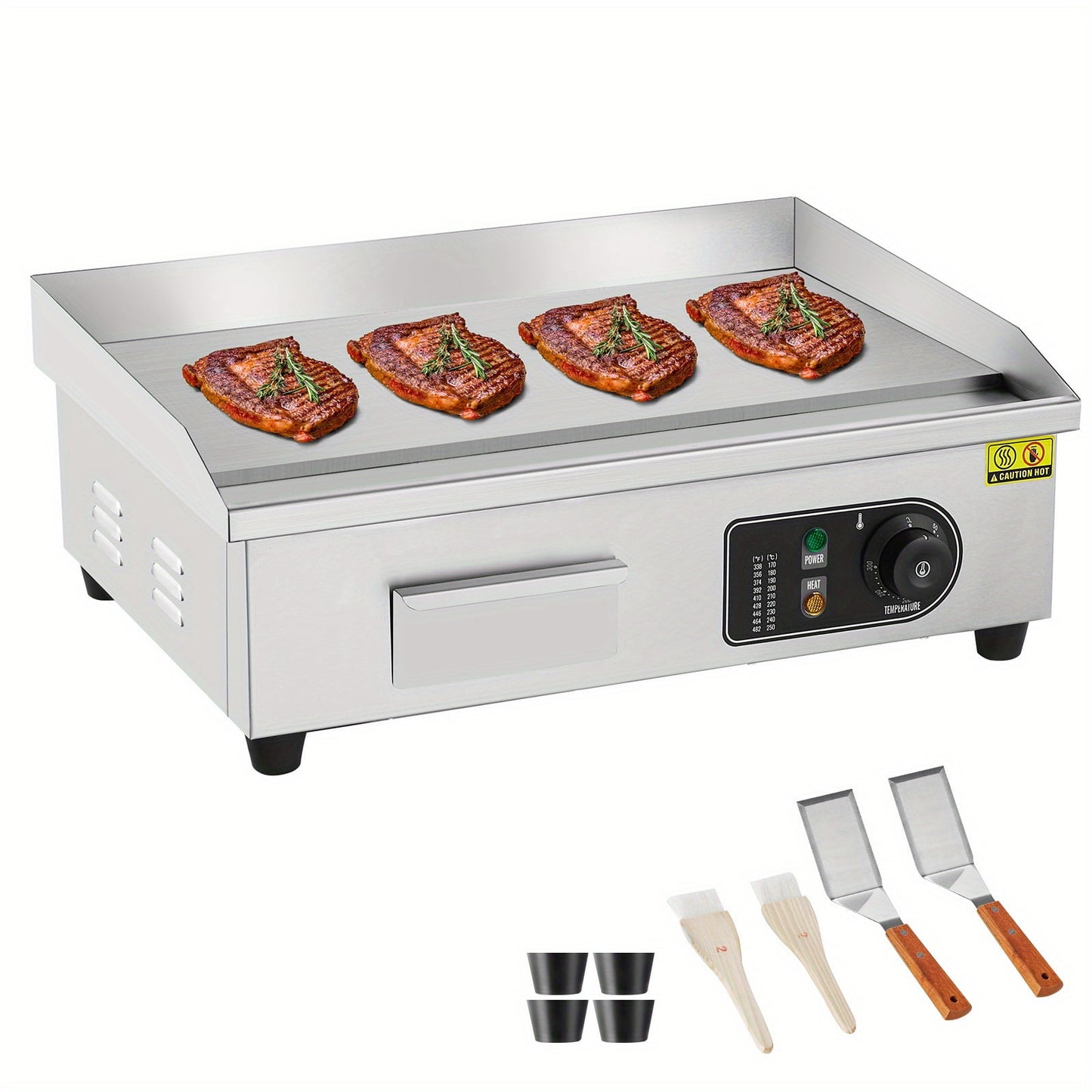 2-in-1 Electric Indoor Grill with Removable Non-Stick Dish & Mesh, Adjustable Temp, Dishwasher Safe, Smoke-Free, Includes Skewers