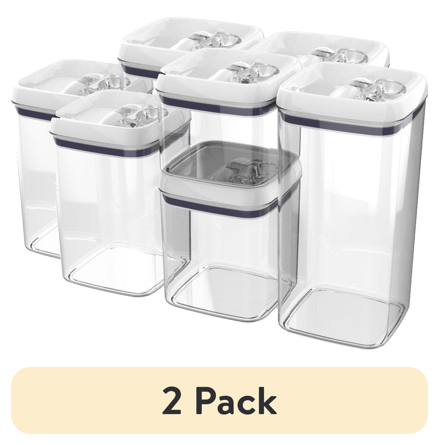 (2 pack) Better Homes & Gardens Paquete de 4 Botes, Juego de Recipientes Cuadrados para Almacenamiento de Alimentos Flip-Tite®