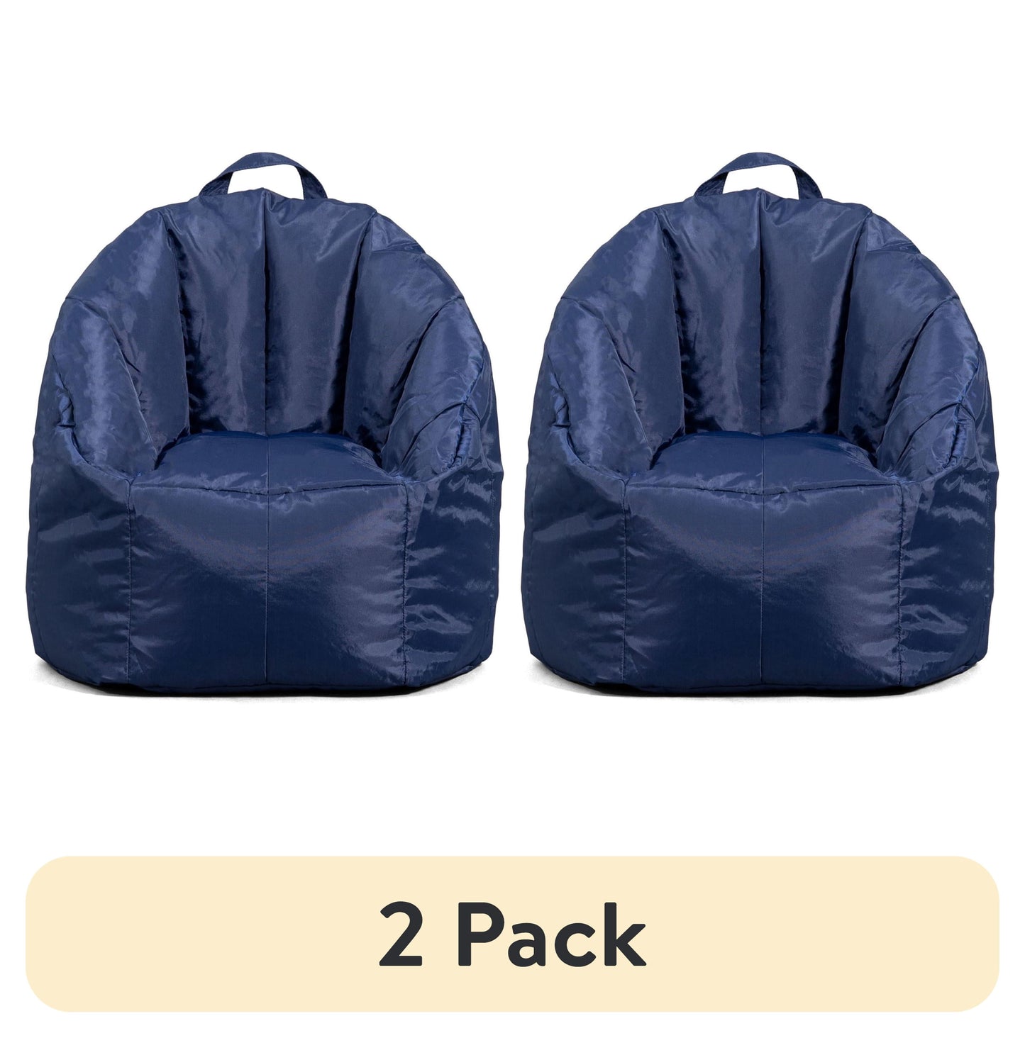 (2 pack) Big Joe Joey Junior Kids Bean Bag Chair, 1.5 Feet, Durable Polyester Nylon Blend, Navy