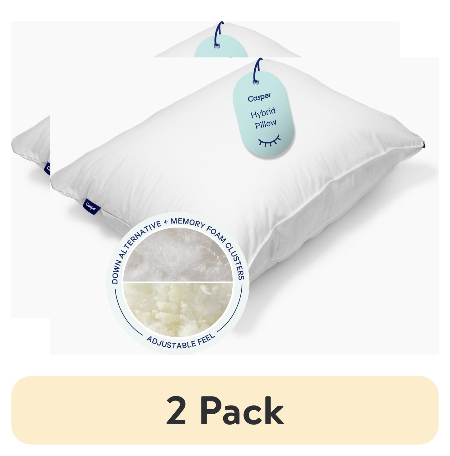 (2 pack) Casper Almohada HÃbrida Ajustable Esencial para Dormir, Estándar