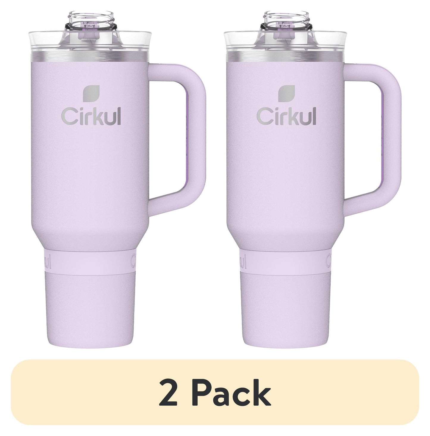 (2 pack) Cirkul 40oz All-Day StrawSip Double-Wall Insulated Stainless Steel Tumbler with Handle, Lilac (Light Purple)