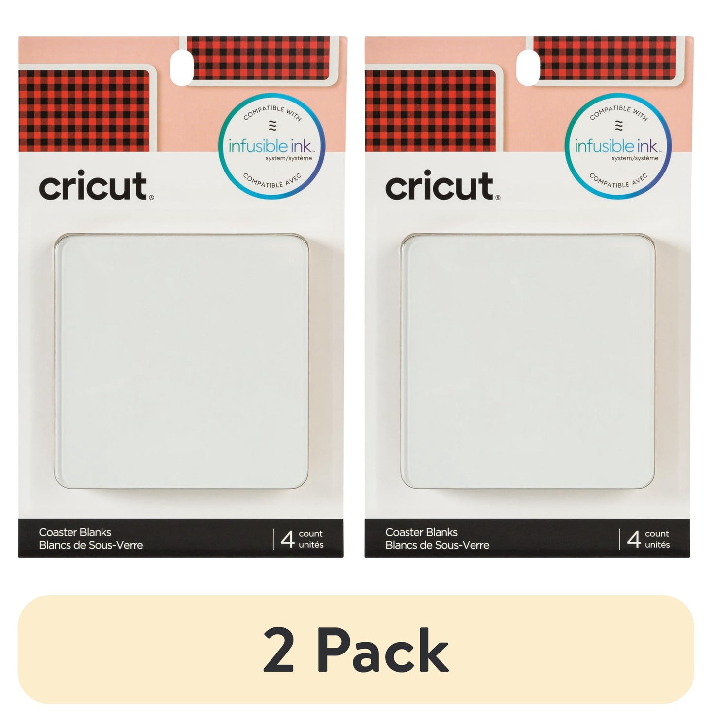 (2 pack) Cricut® Coaster Blanks, Square (4 count), 3.75" x 3.75"