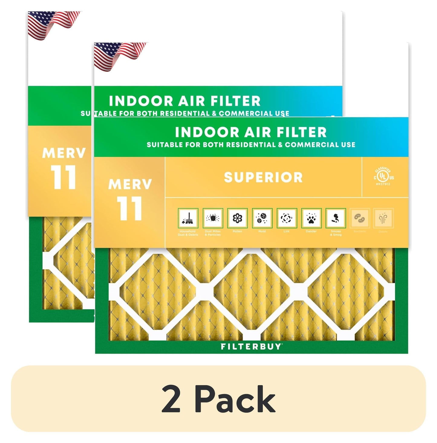 (2 pack) Filterbuy 14x14x1 MERV 11 Allergen Defense, Pleated HVAC AC Furnace Air Filters (1-Pack)