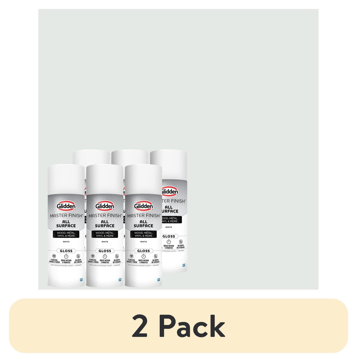 (12 pack) Glidden Master Finish 12 oz. Gloss White Interior/Exterior All Surface Spray Paint and Primer, 6 Pack