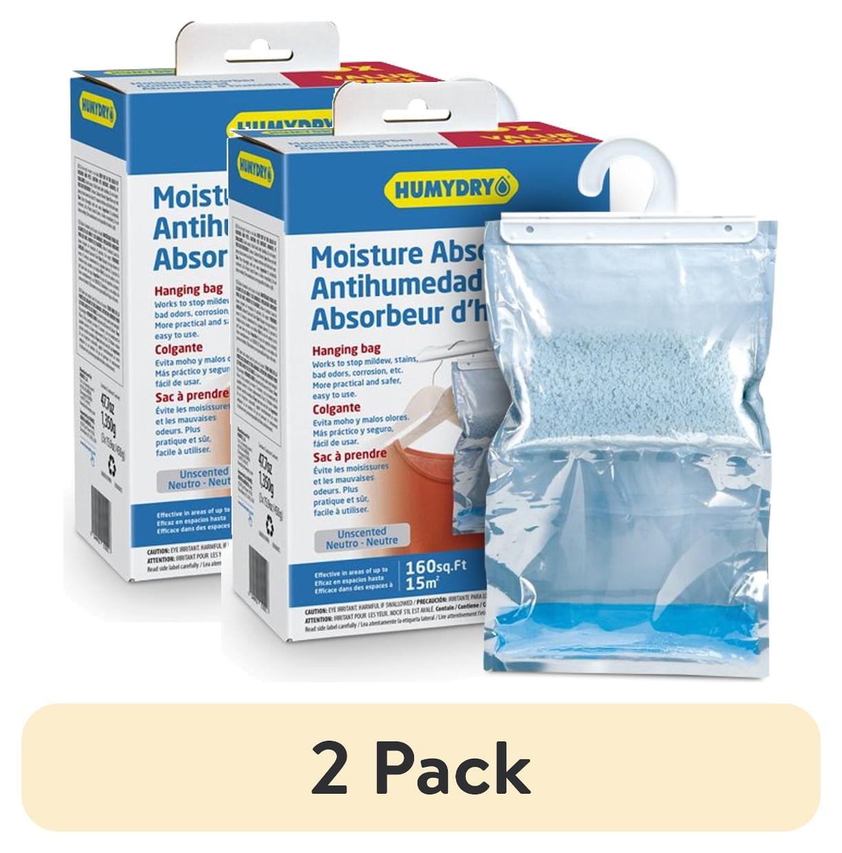 (2 pack) Humydry® 3 Pack Hanging Bag Moisture Absorber (3x15.9oz bags), Unscented, 6pk