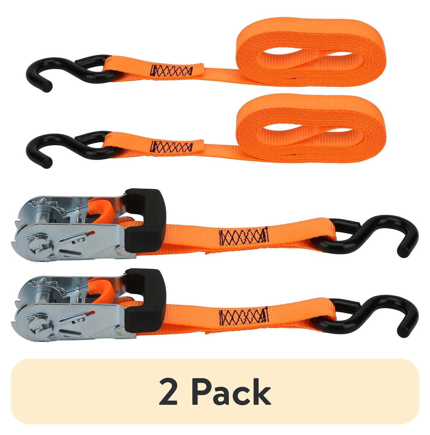 (2 pack) Hyper Tough Brand 1â€x14' Tie-Downs Ratchet 1000lbs Work Load with "S" Hooks 2 - Pack