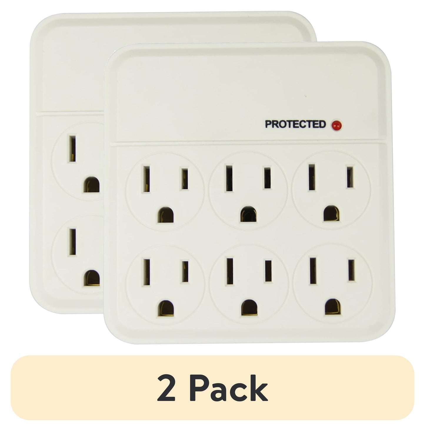 (2 pack) Hyper Tough Indoor 6-Outlet Surge Tap 1000-Joule Protection, 15 Amps, White