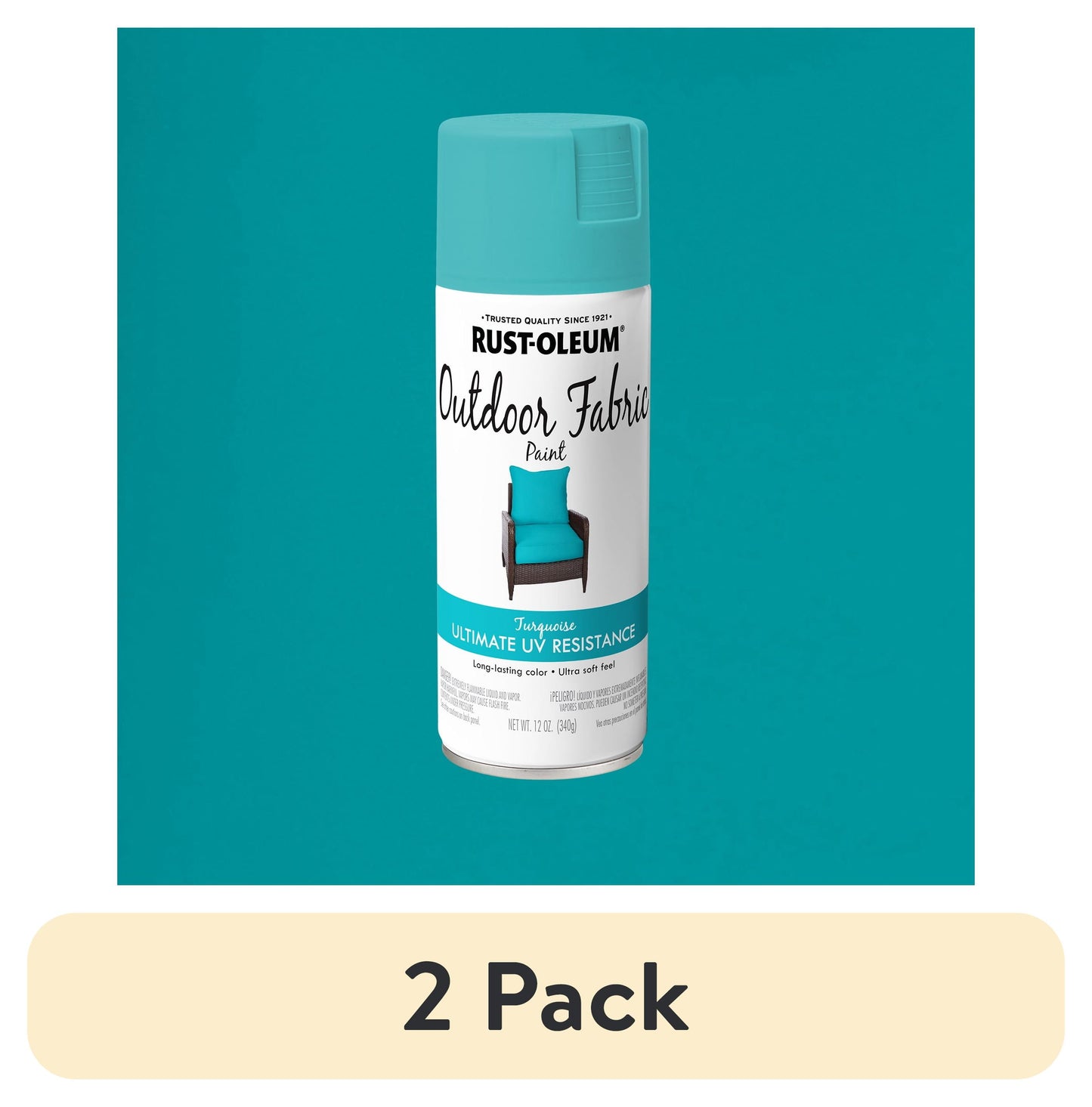 (2 pack) Turquoise, Rust-Oleum Outdoor Fabric Spray Paint-358842, 12 oz