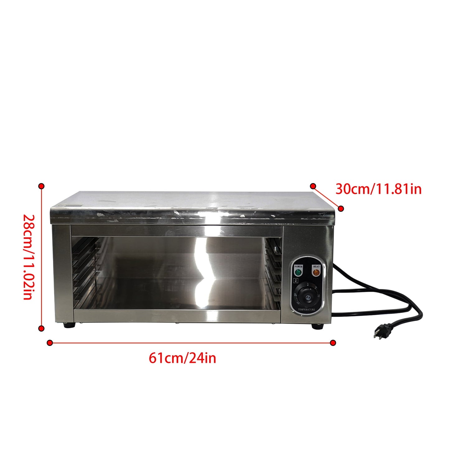 2000W Stainless Steel Electric Cheese Melter - Adjustable Temperature 120-570°F - Ideal for Restaurant & Home Cooking