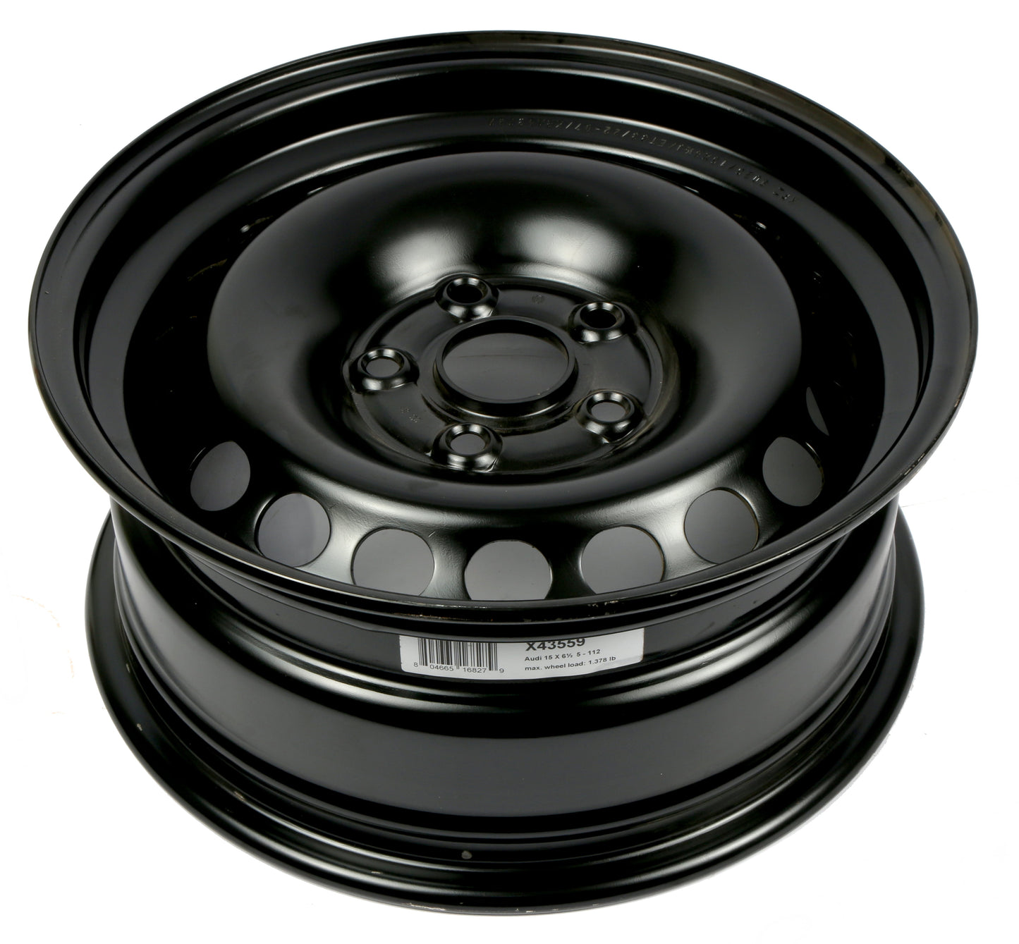 2002-2005 Audi A4 15 x 6-1/2 Single 5 Lug Black Steel Wheel Rim 8E060102703C