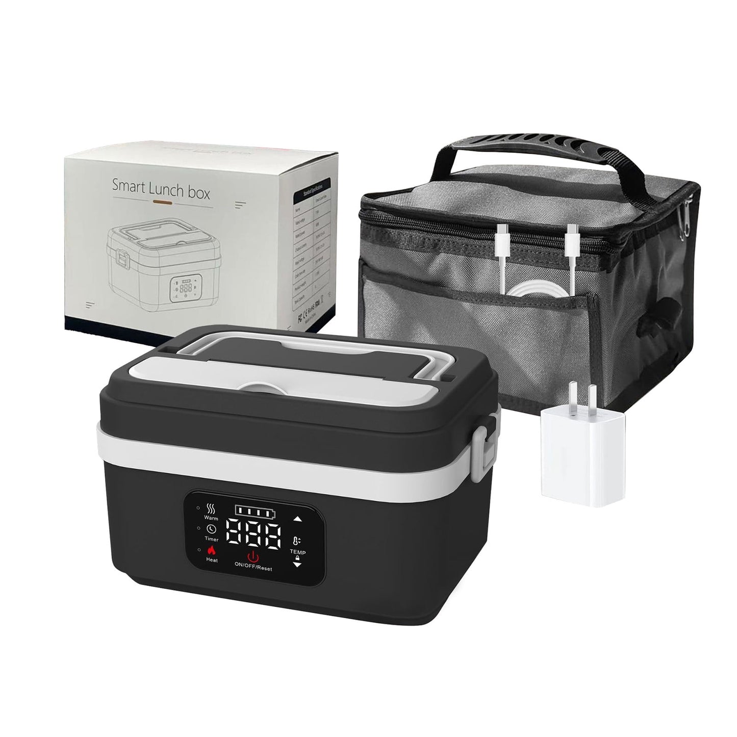 2026 New Cordless Electric Lunch Box for Adults, 200℉ 6 Adjustable Levels 1L Portable Self-Heating Food Warmer, 16000mAh Rechargeable Auto Heated Lunch Box for Office, Picnic Work Car & Outdoor Use