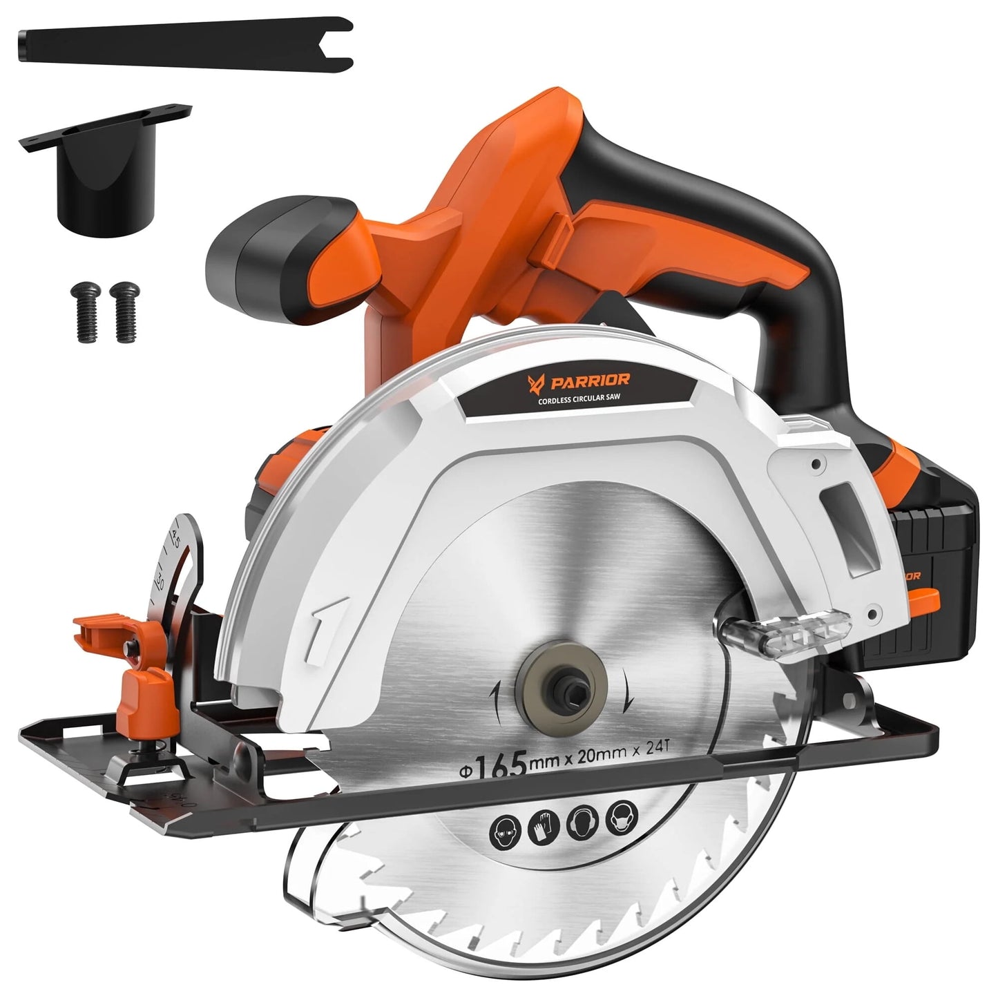 20V Cordless Circular Saw, 3500RPM, Adjustable Cutting Depth 45°/90°, Unique Vacuum Design, Includes 6-1/2-Inch Blade, 4.0Ah Battery, Fast Charger