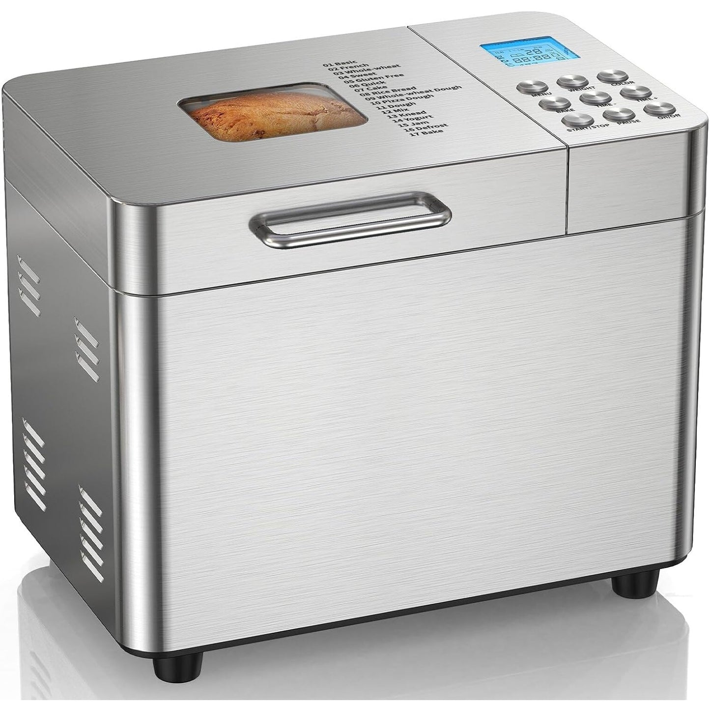 2LB Bread Maker Machine, 17 in 1 Automatic Stainless Steel Bread Machine, Non-stick, Beginner-Friendly Controls, 15 Hour Timer, Easy to Clean Low Noise, High Success Rate for Homemade Bread