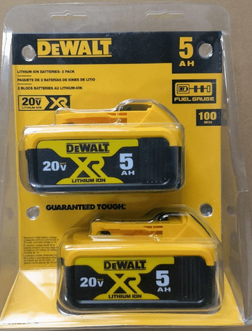 DeWALT DCB205-2 20V MAX* Premium XR 5.0Ah Lithium Ion Power Tool Battery -2 Pack