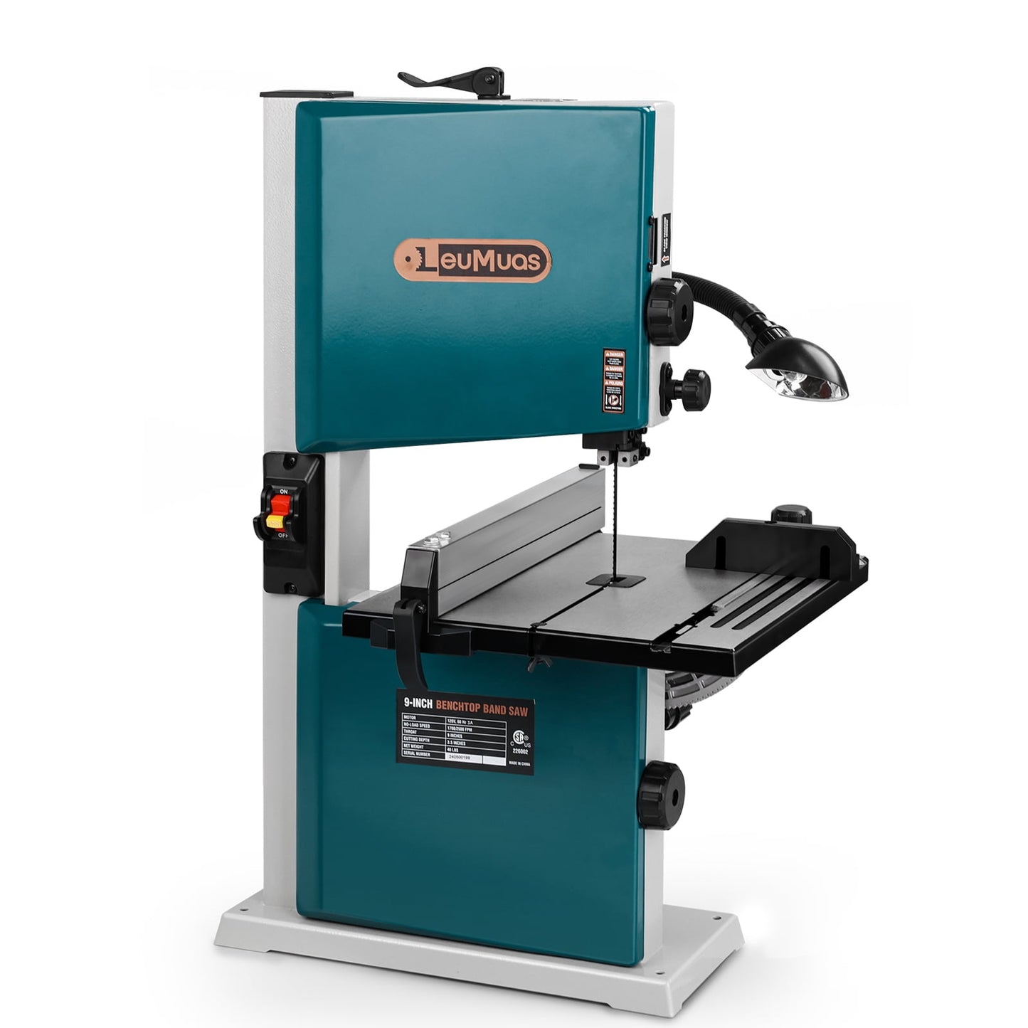 3 Amp 9-Inch Benchtop Band Saw, 2-Speed(1700/2500FPM)with 360° Work Light, Miter Gauge & Rip fence, Steel Base, Band Saws for Woodworking