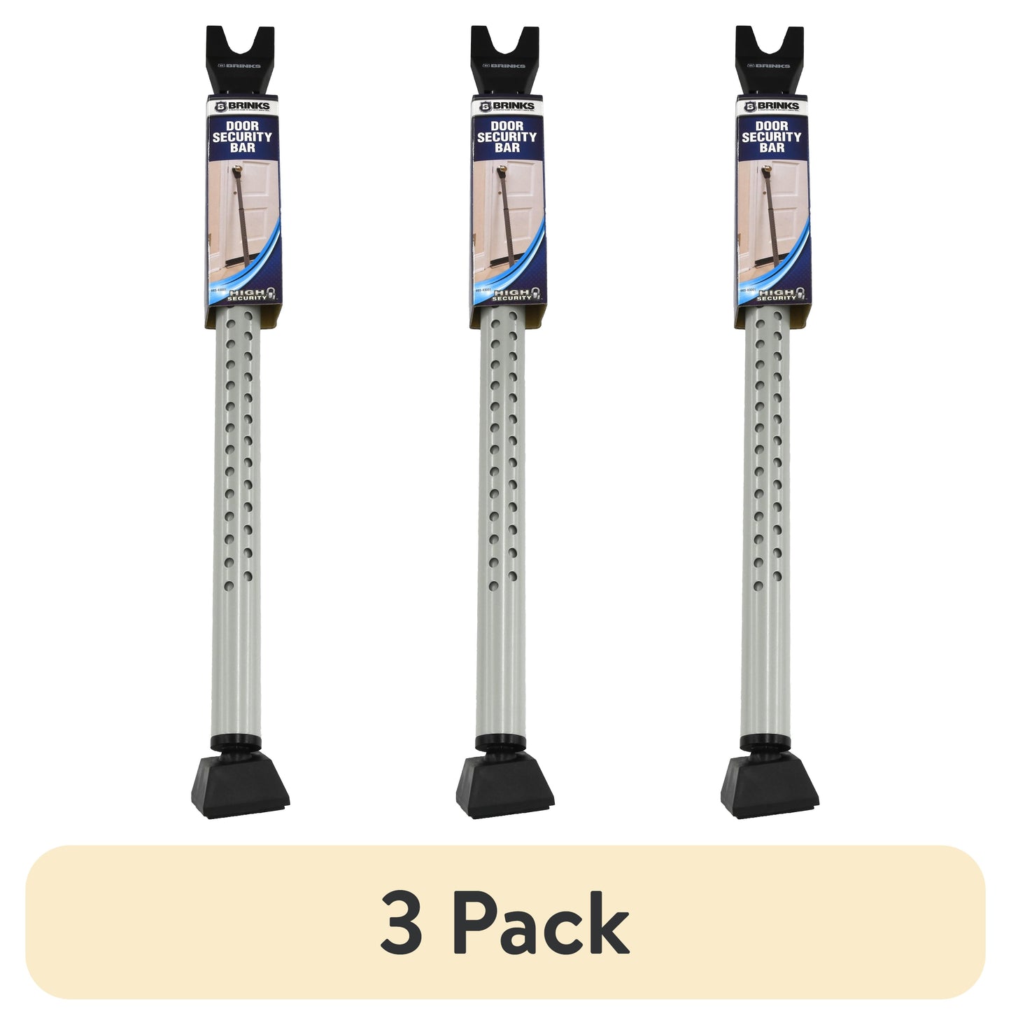 (3 pack) Brinks Commercial Steel Adjustable 25in-43in Heavy-Duty Security Bar