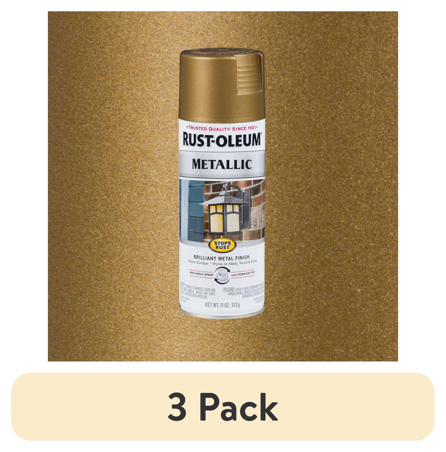 (3 pack) Bronce Champán, Rust-Oleum Detiene el Óxido Pintura en Aerosol Metálica Vintage-313142, 11 oz