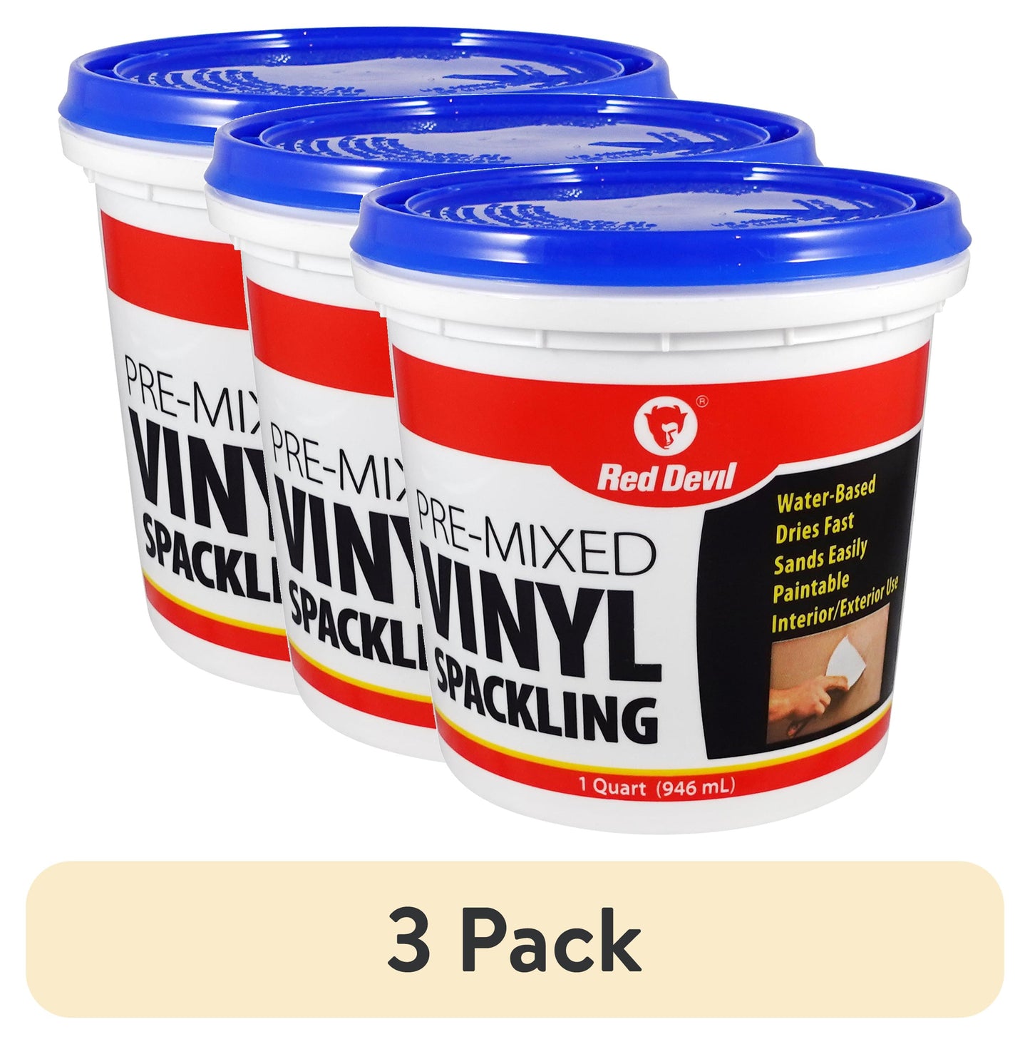 (3 pack) Red Devil Vinyl Spackling Compound Wall Filler 32 oz.