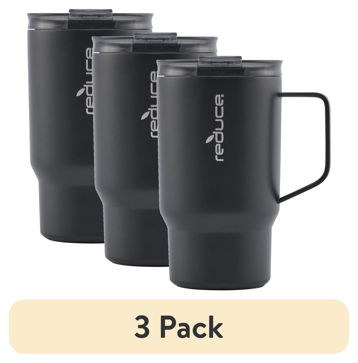 (3 pack) Reduce Hot1 18 oz Stainless Steel Insulated Tumbler with Adjustable Flow Lid – Black
