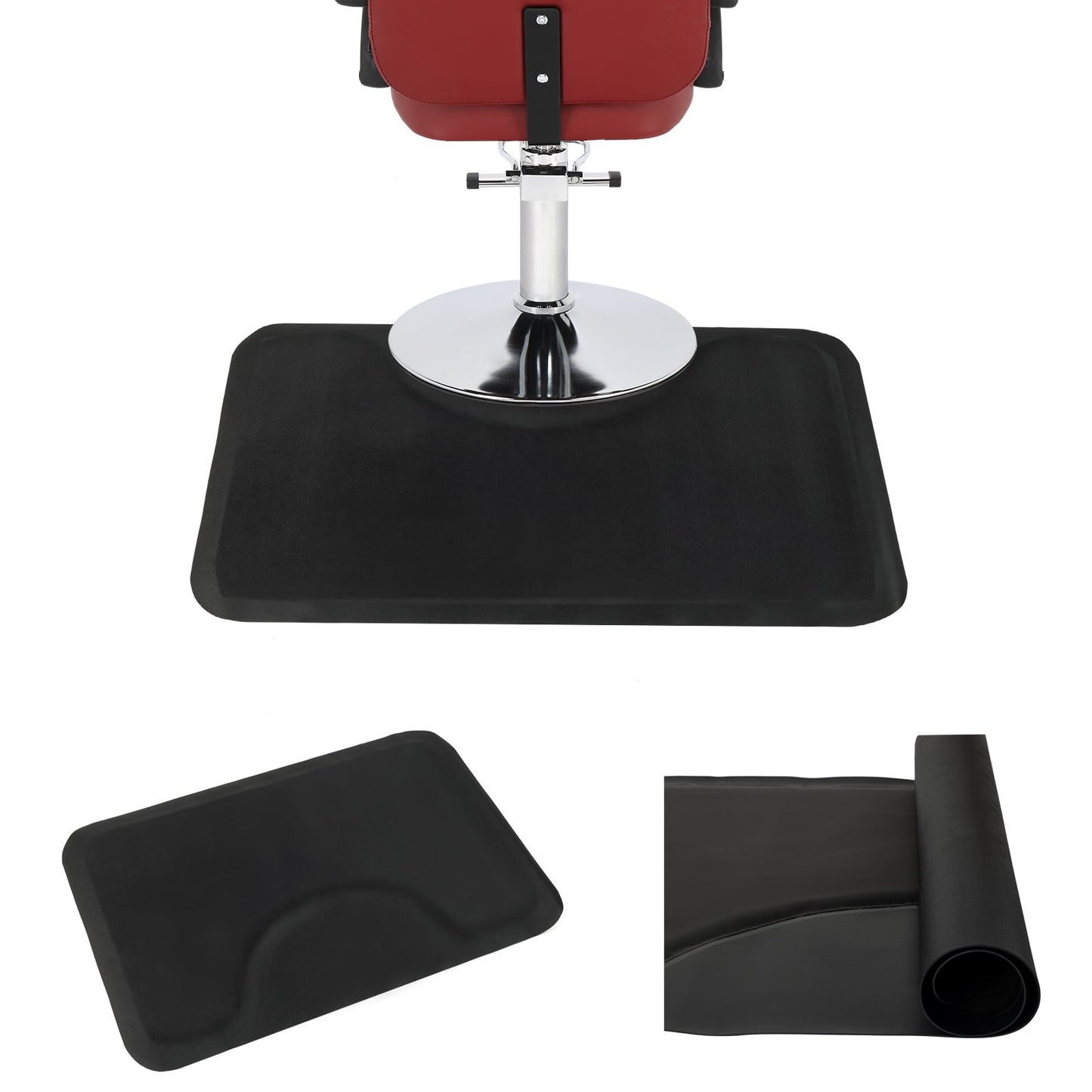 3′x 4.5′x 1/2" Beauty Salon Square Anti-fatigue Salon Mat (Square Outside And Round Inside) Black