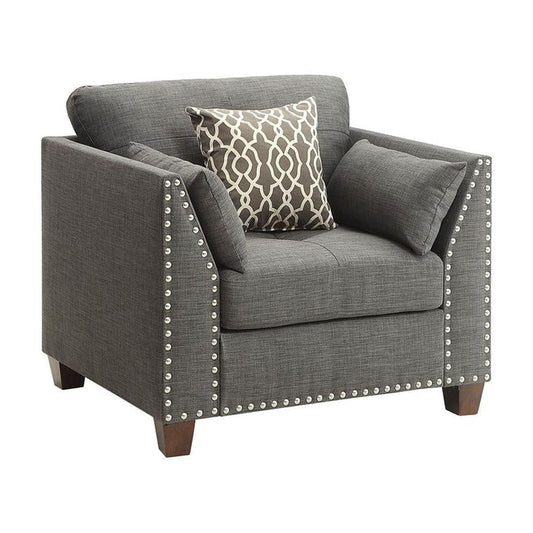 34 Inch Wide Nailhead Fabric Upholstered Accent Chair Gray - Saltoro Sherpi
