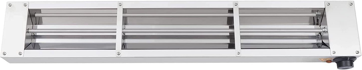 36'' Food Heat Lamp Overhead Food Warmer Infrared Strip Heater with Cord & Plug,110V,500 Watts (36 Inch), Silve