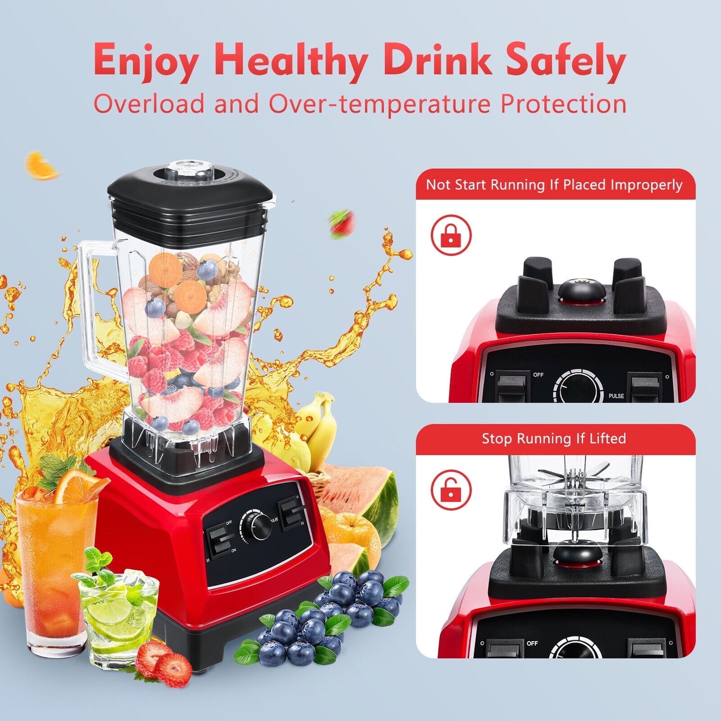 3HP 2L Professional Blender Heavy Duty Commercial Smoothie Mixer Fruit Juicer, 2200W