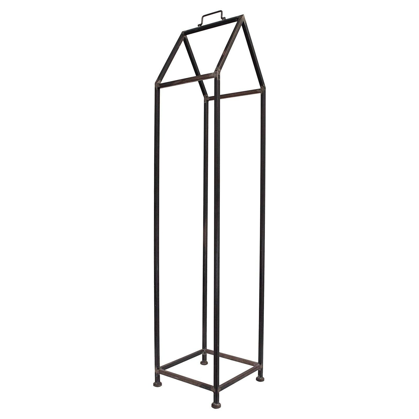 Creative Co-Op Metal House Shaped Fire Wood Holder with Handle Black