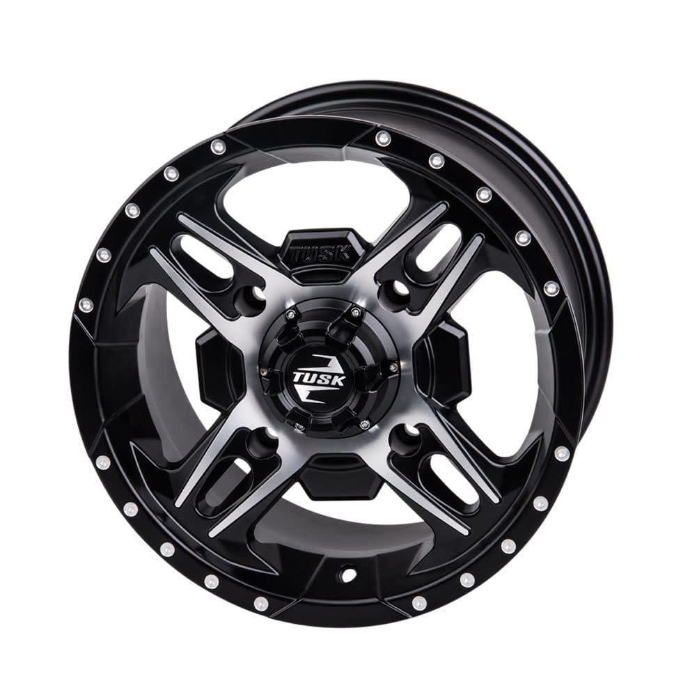 4/110 Tusk Beartooth Wheel 12x7 5.0 + 2.0 Machined/Black For HONDA Pioneer 700 2014-2021