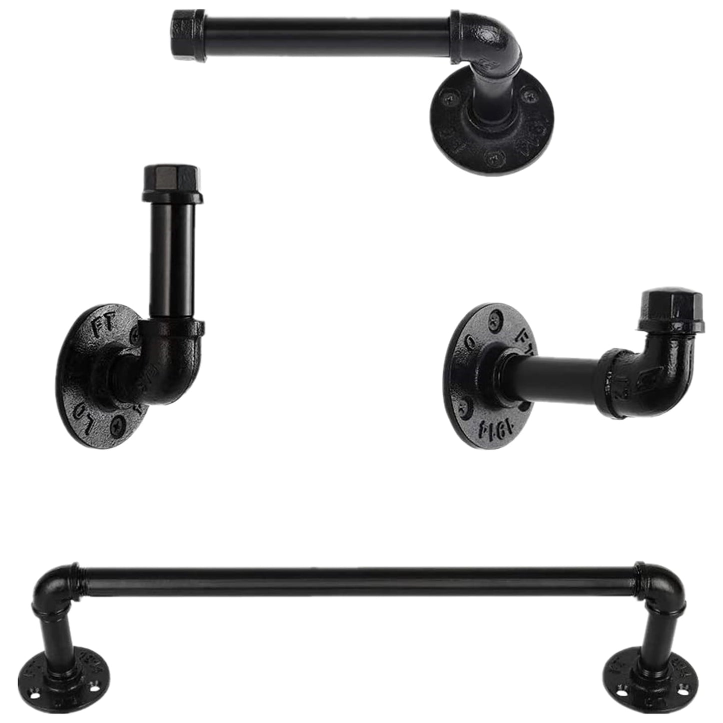 Juego de Accesorios de Baño de Tubo Industrial Montado en la Pared de 4 Piezas de Oumilen