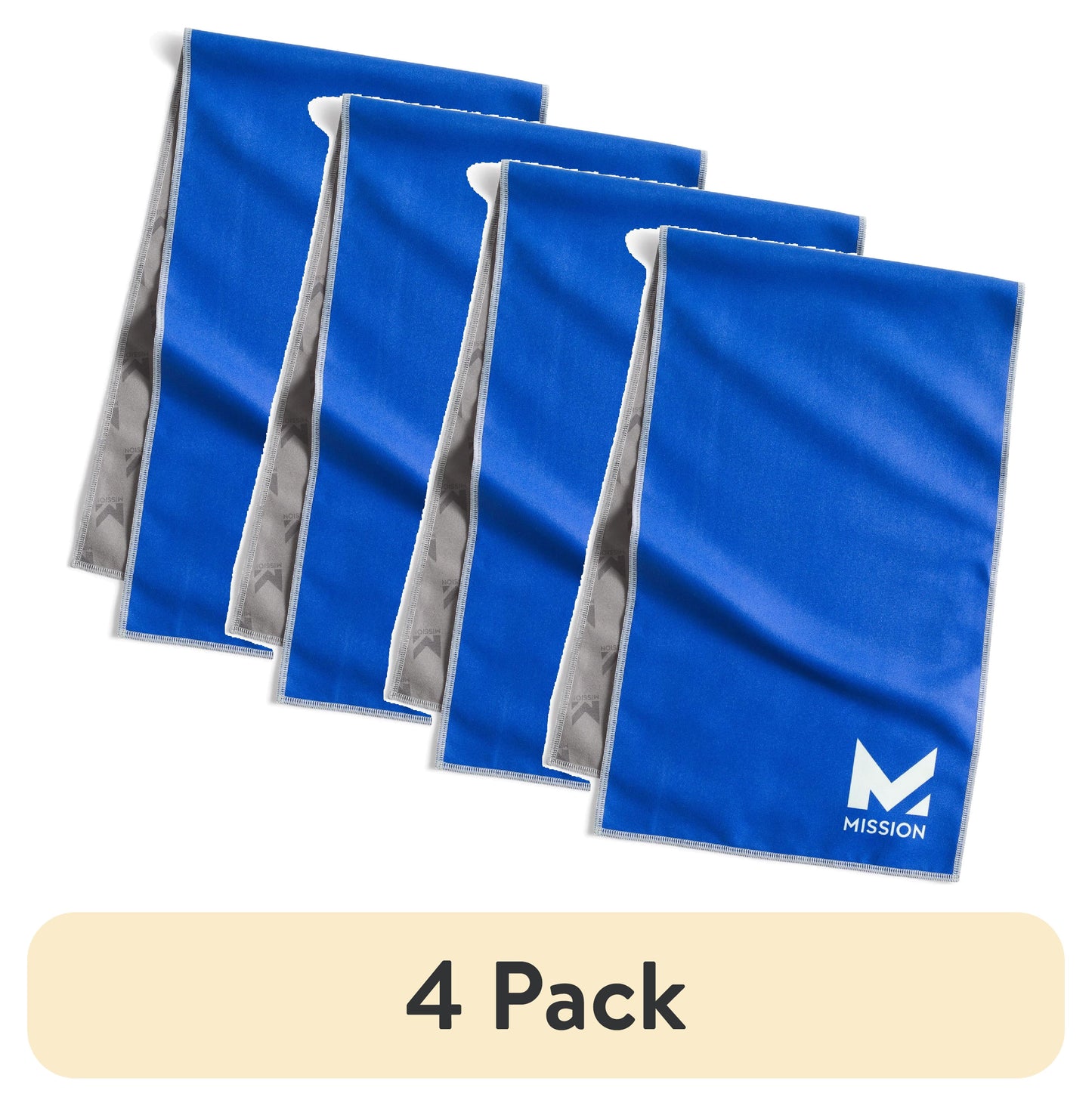(4 pack) Mission Original Evaporative Cool Technology Cooling Towel, 10†x 33â€, Mission Blue