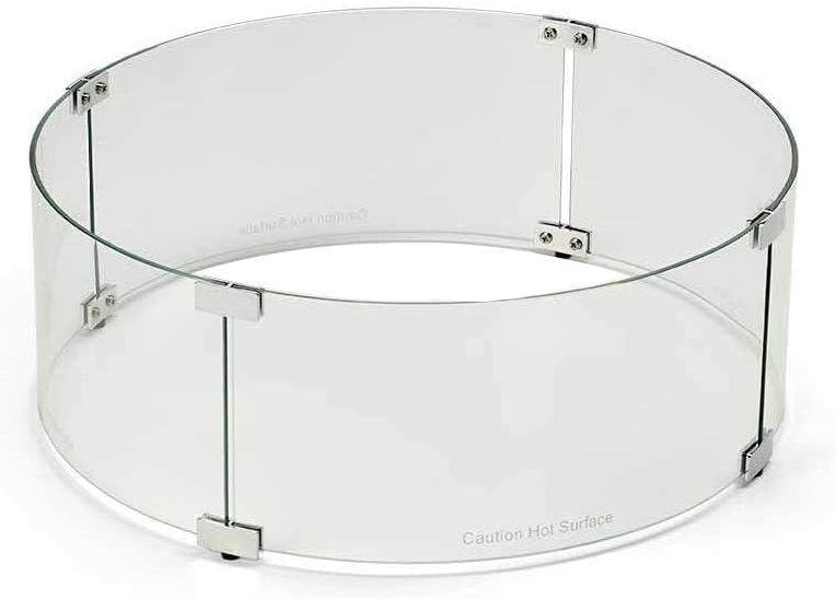 HPC Fire Round Fire Pit Glass Wind Guard (WG30-RD), 30-Inch